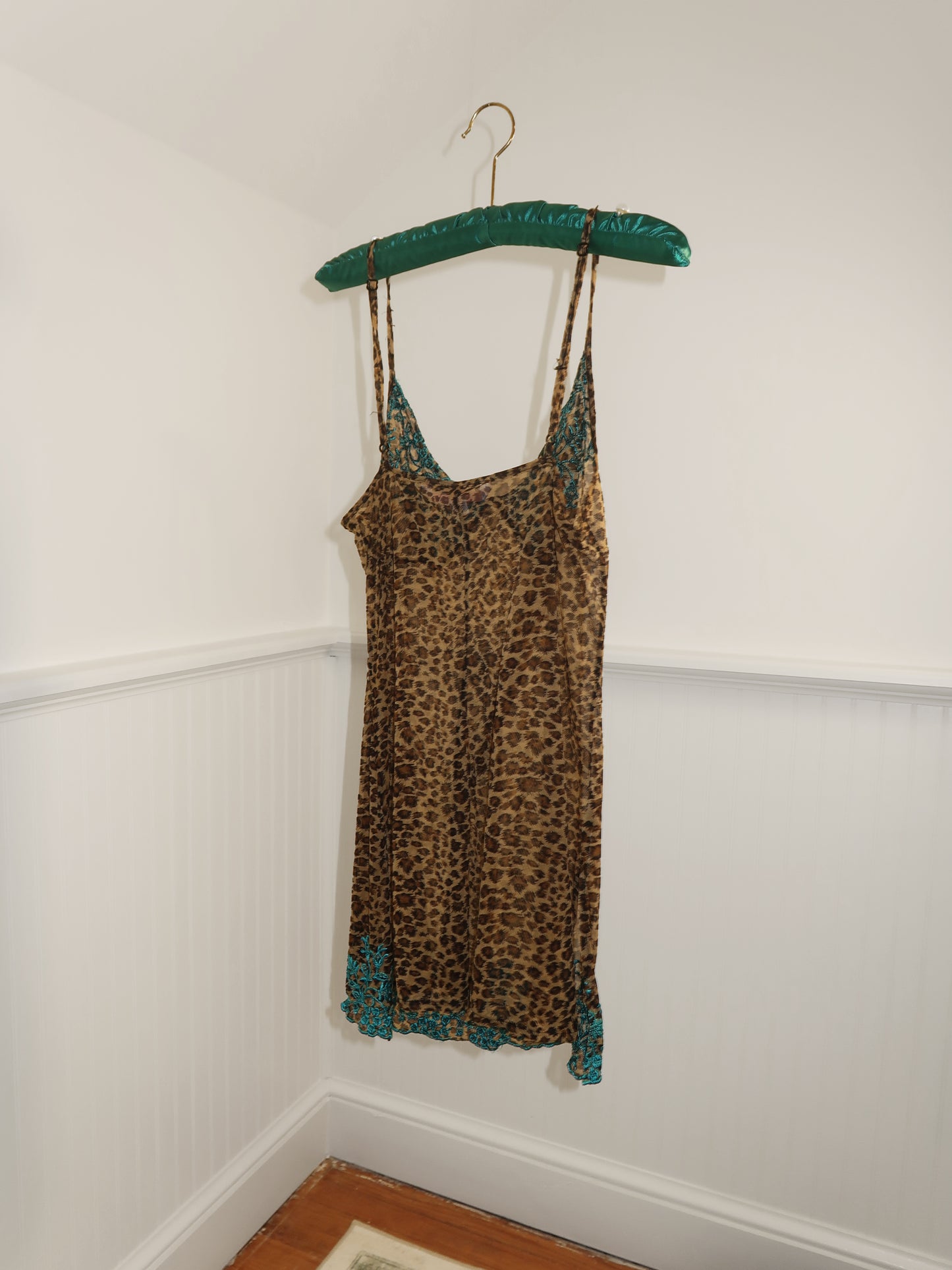 Victoria’s Secret Sheer Mesh Leopard Embroidered Slip Dress