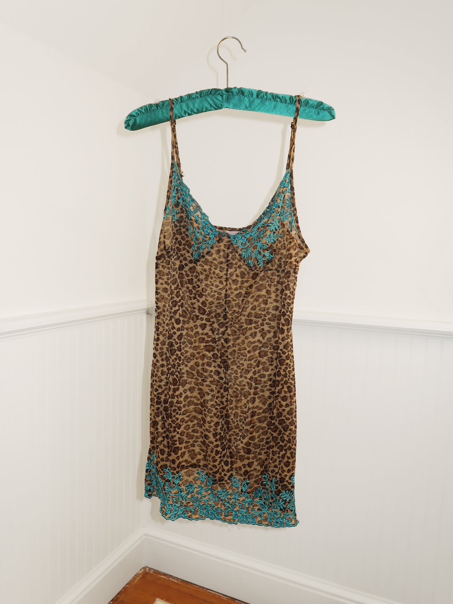 Victoria’s Secret Sheer Mesh Leopard Embroidered Slip Dress