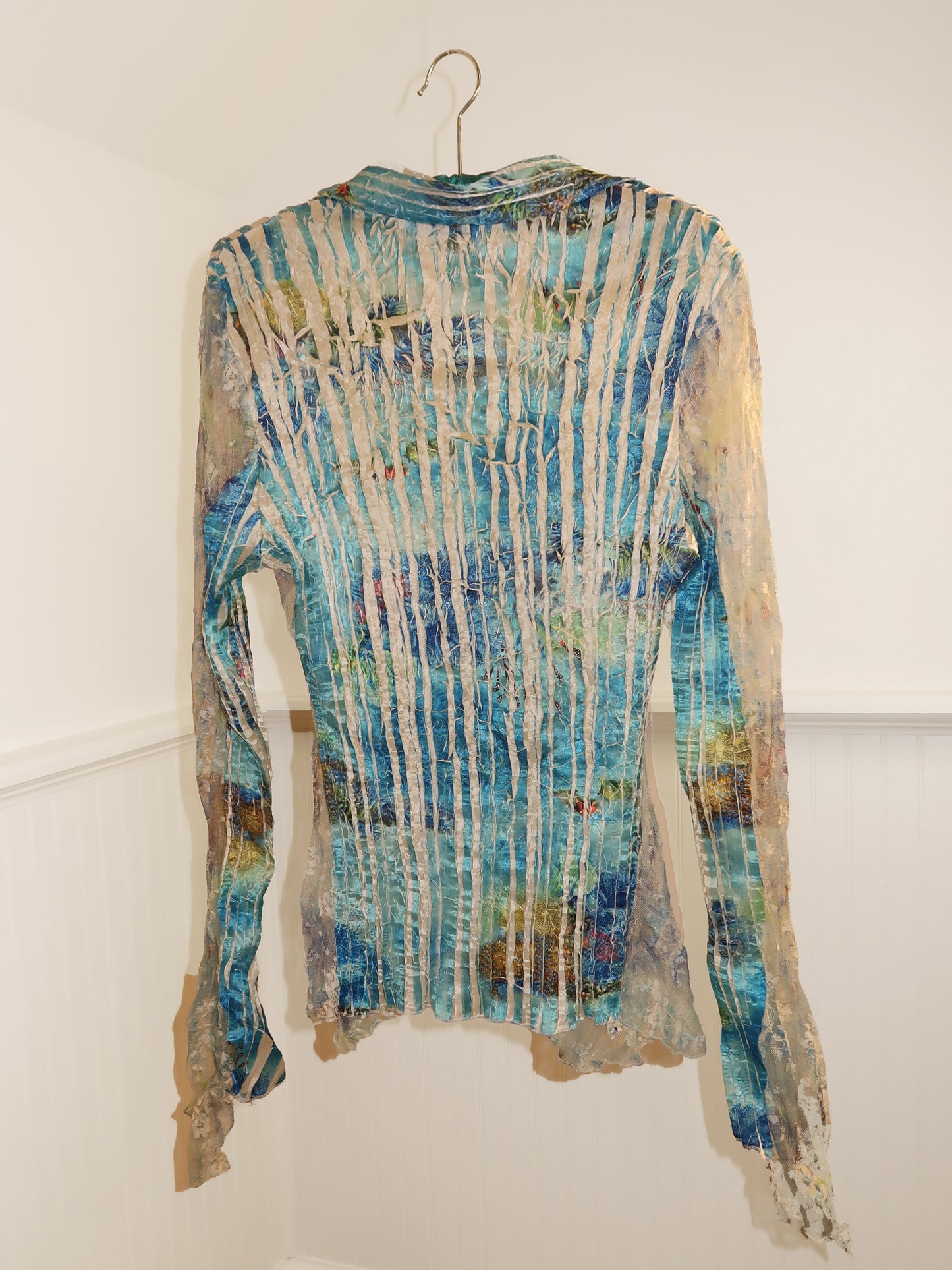 Vtg. Cache Collared Blouse with Lace Details