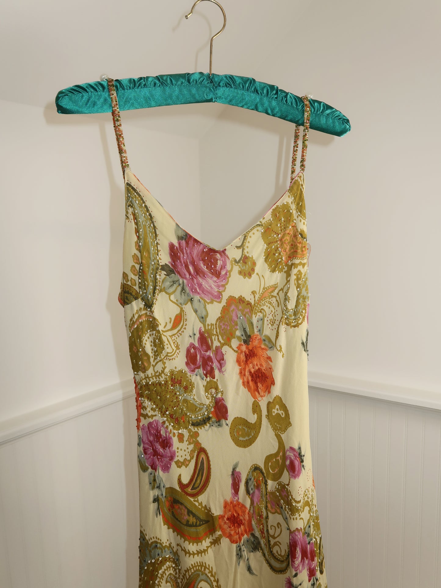 Vtg. Floral Slip High-Low Dress