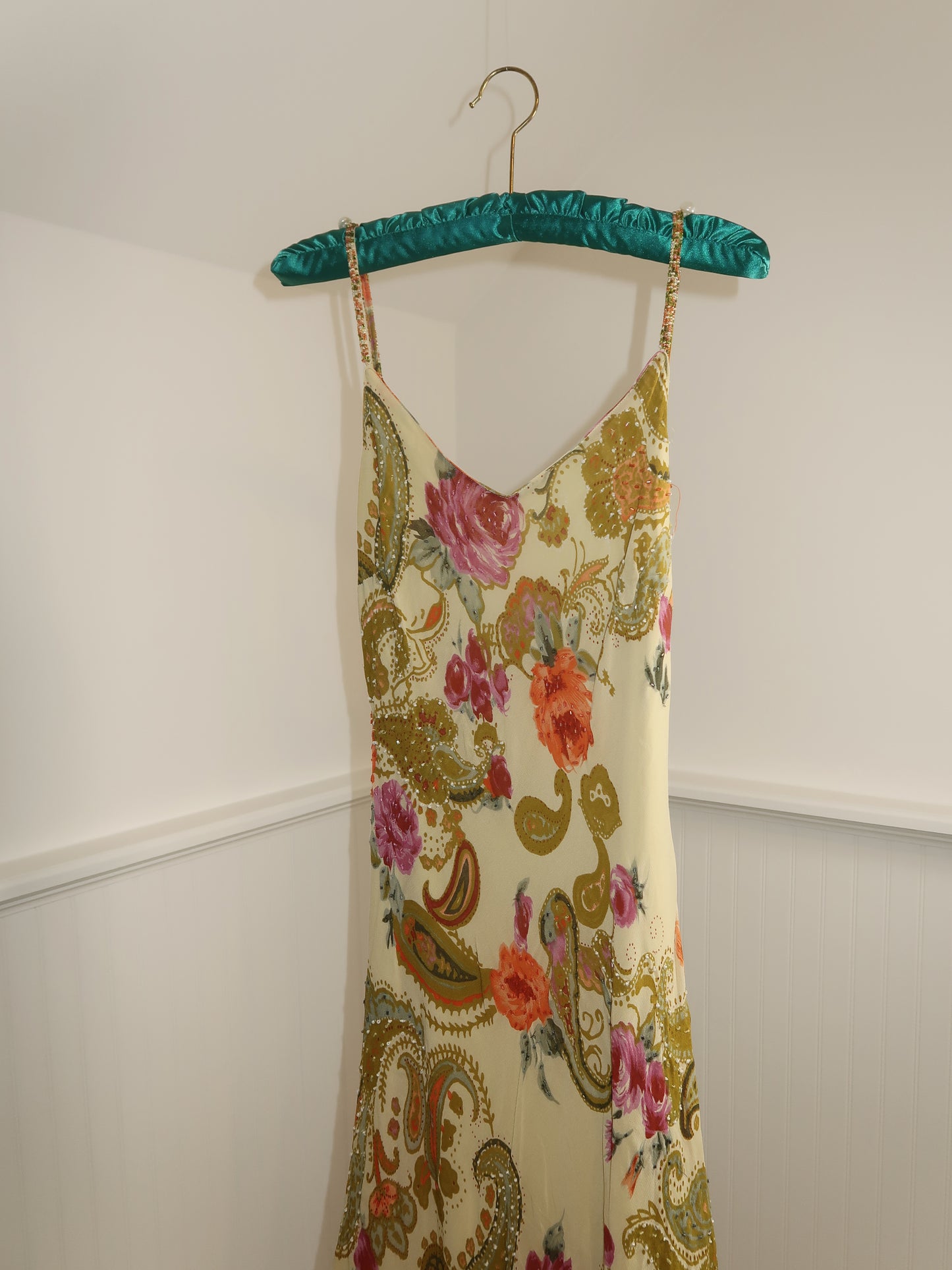 Vtg. Floral Slip High-Low Dress