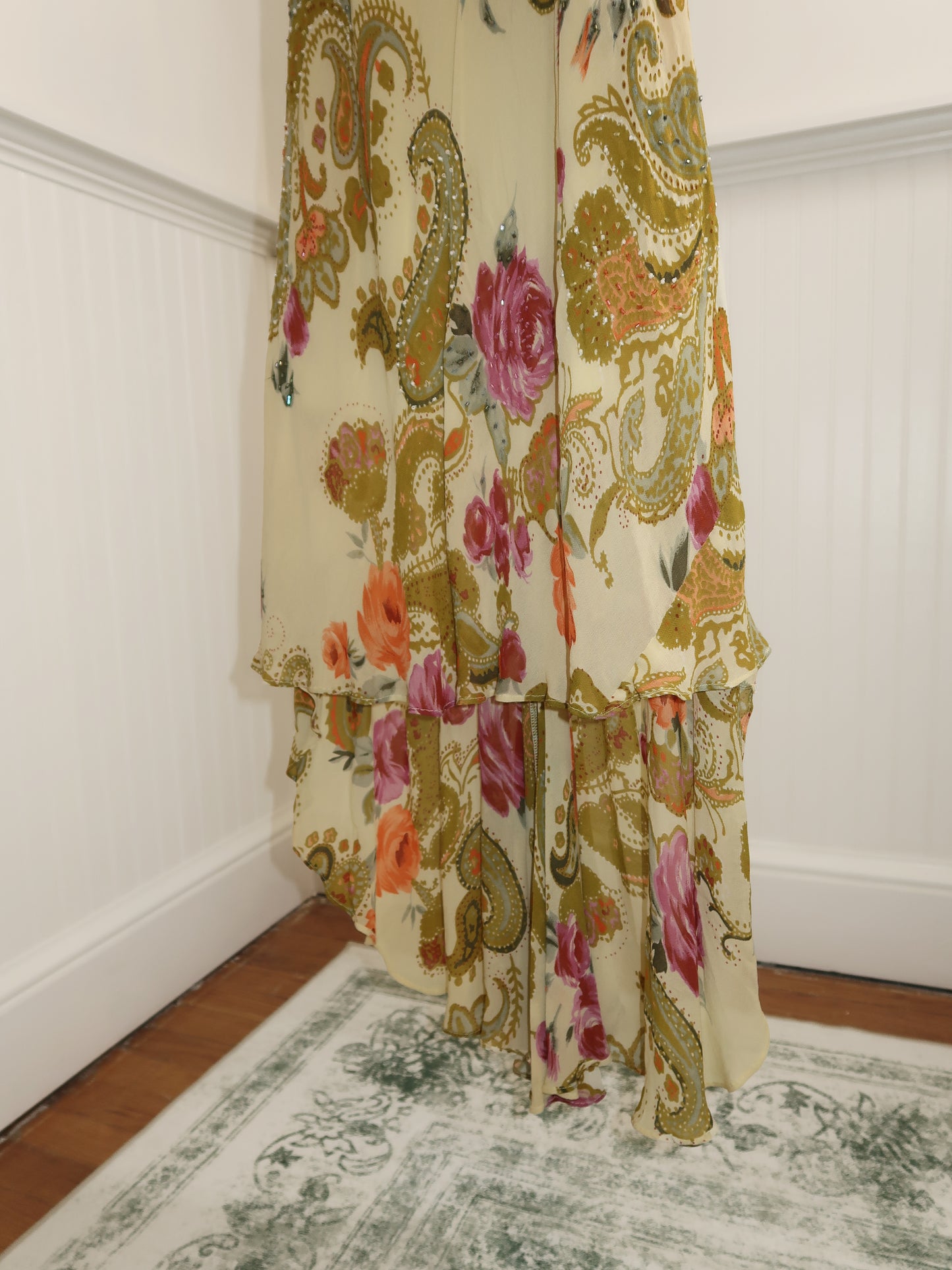 Vtg. Floral Slip High-Low Dress