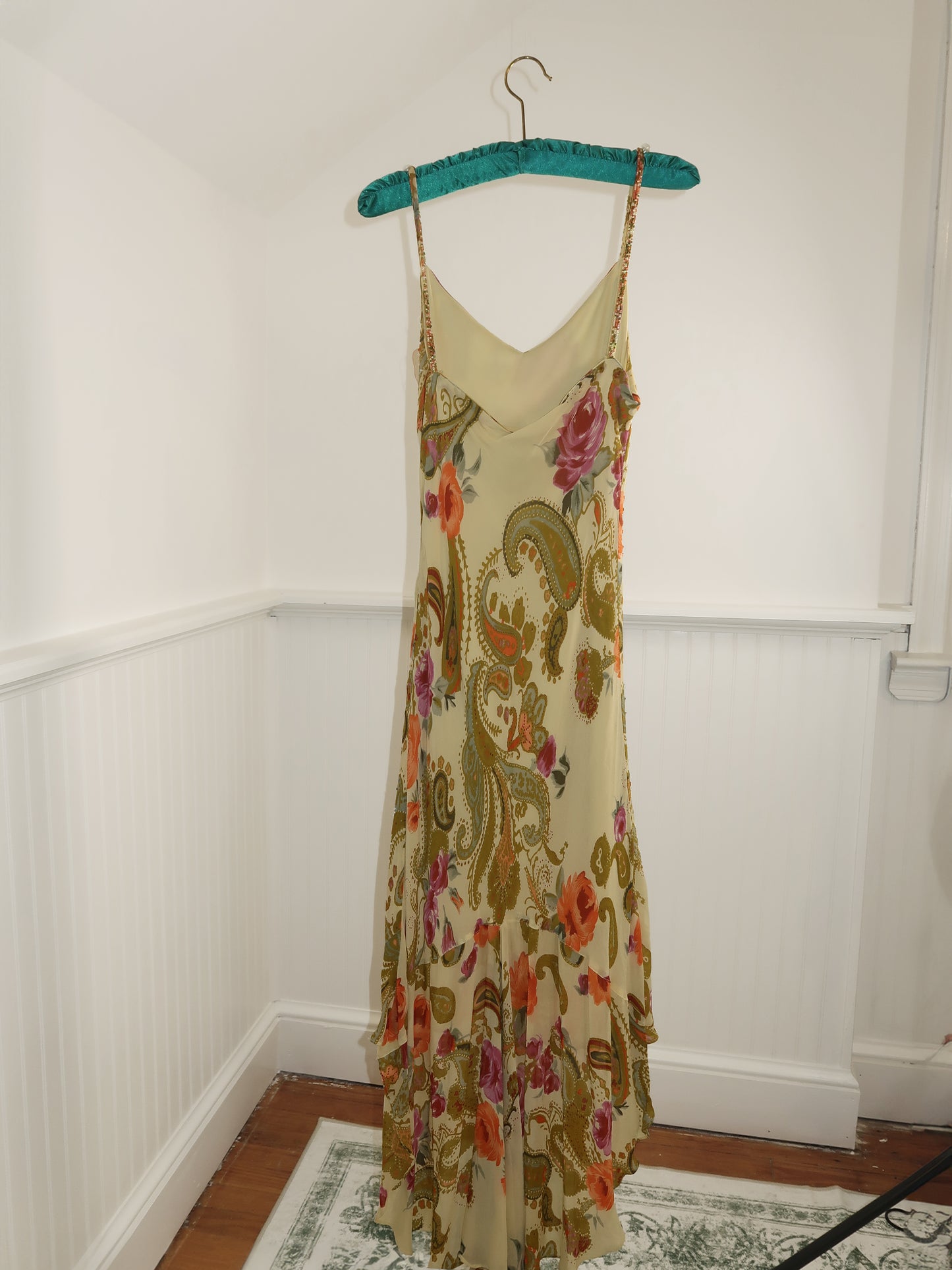 Vtg. Floral Slip High-Low Dress