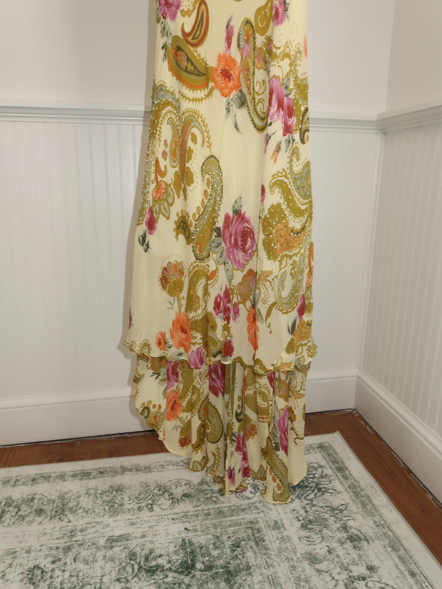 Vtg. Floral Slip High-Low Dress