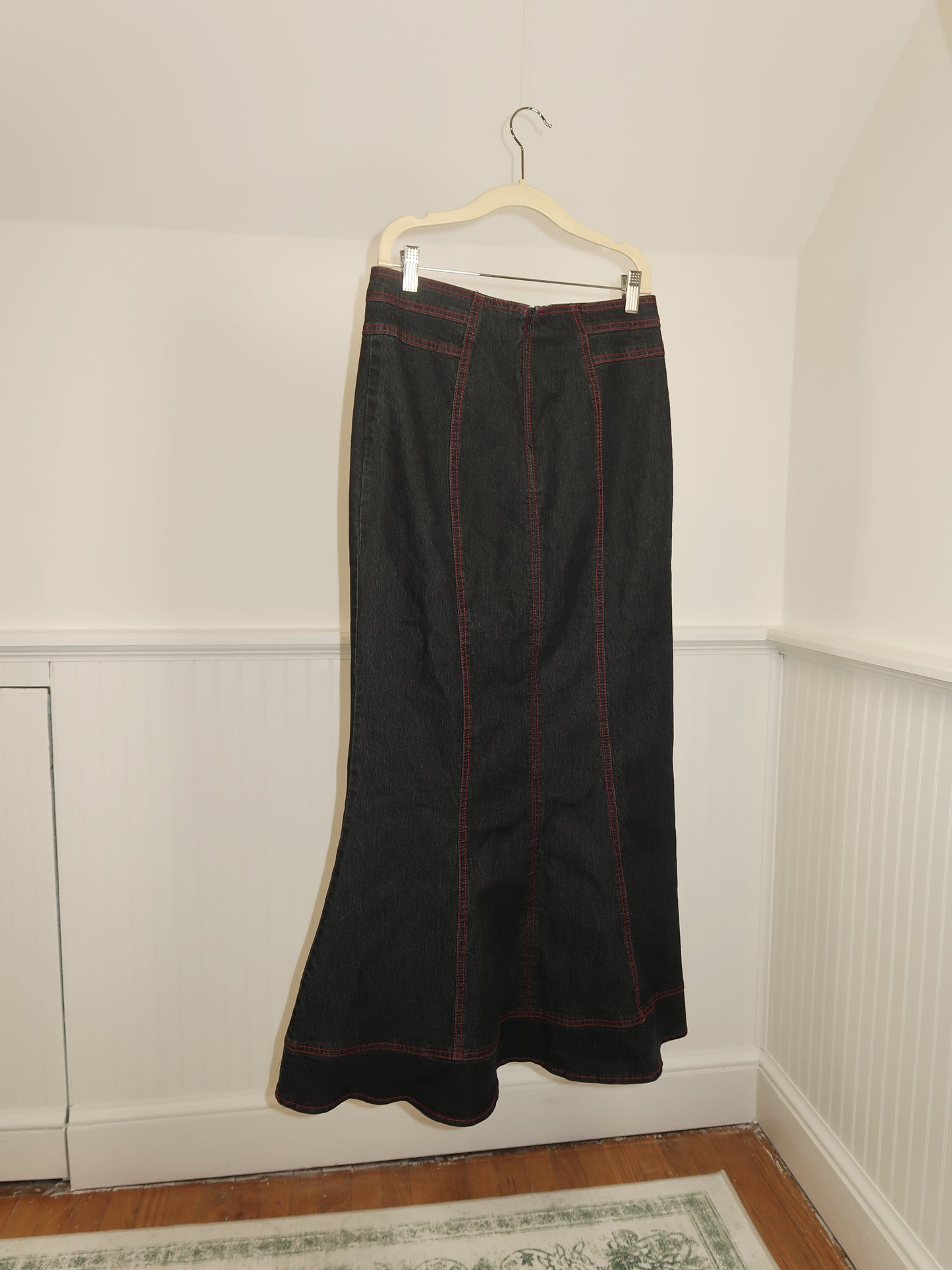 Stretch Denim Maxi Skirt